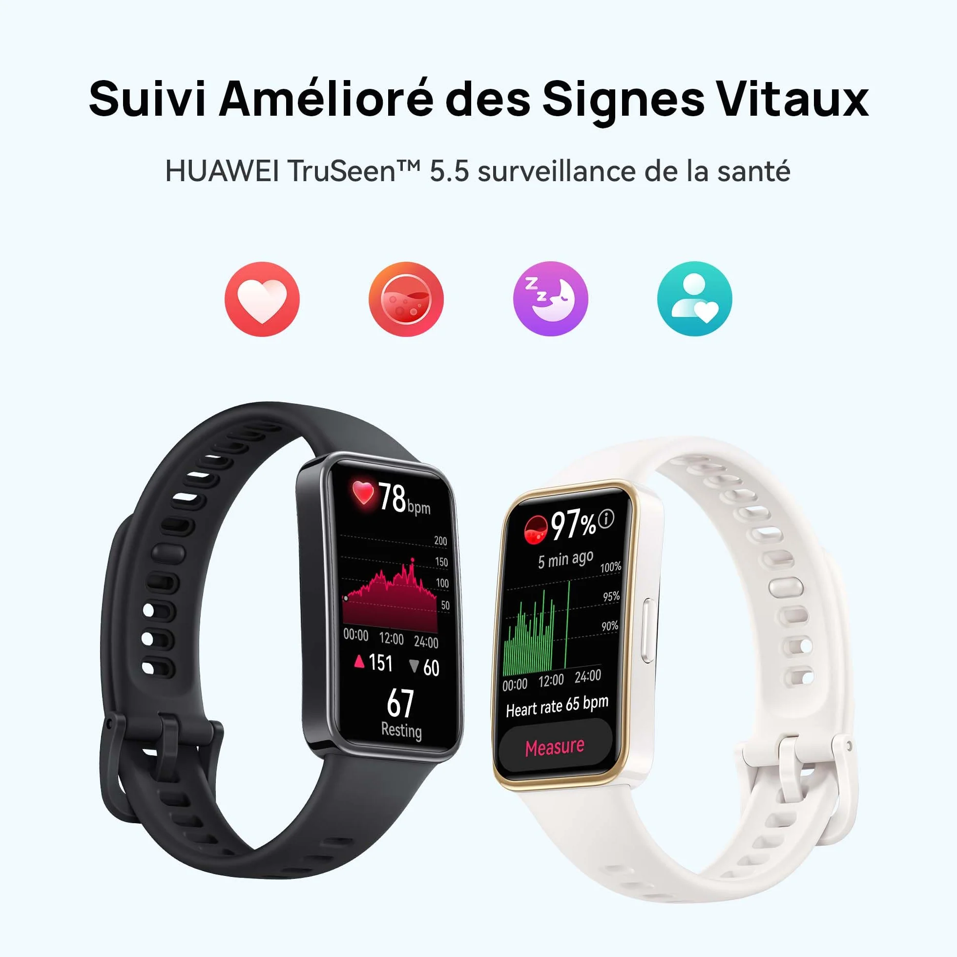 HUAWEI Band 9 Bracelet Connecté iOS Android TruSleep 4.0 Surveillance Sommeil 14 Jours Rose Fluoroélastomère