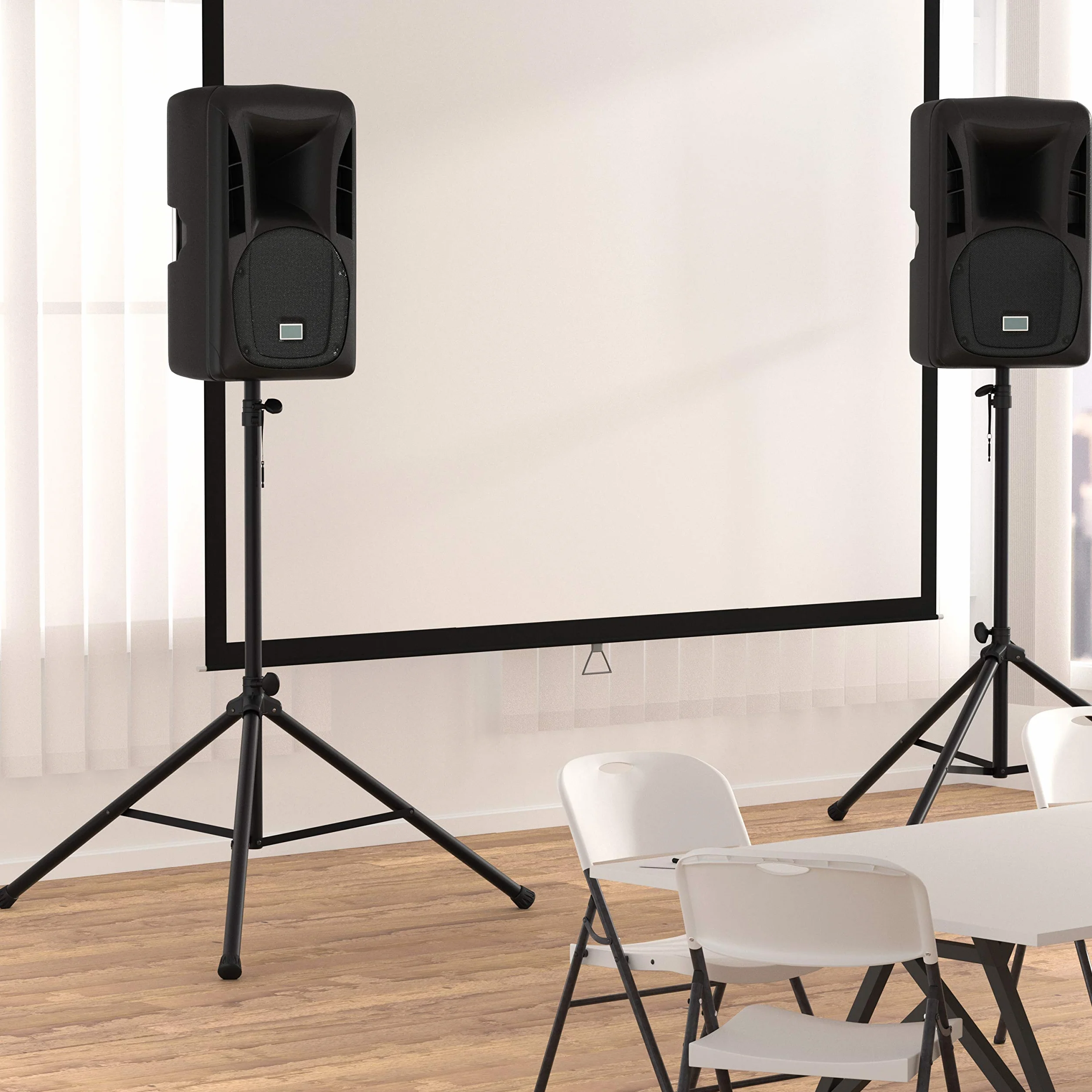 Amazon Basics Support pour haut-parleur réglable 120-200 cm Acier Noir