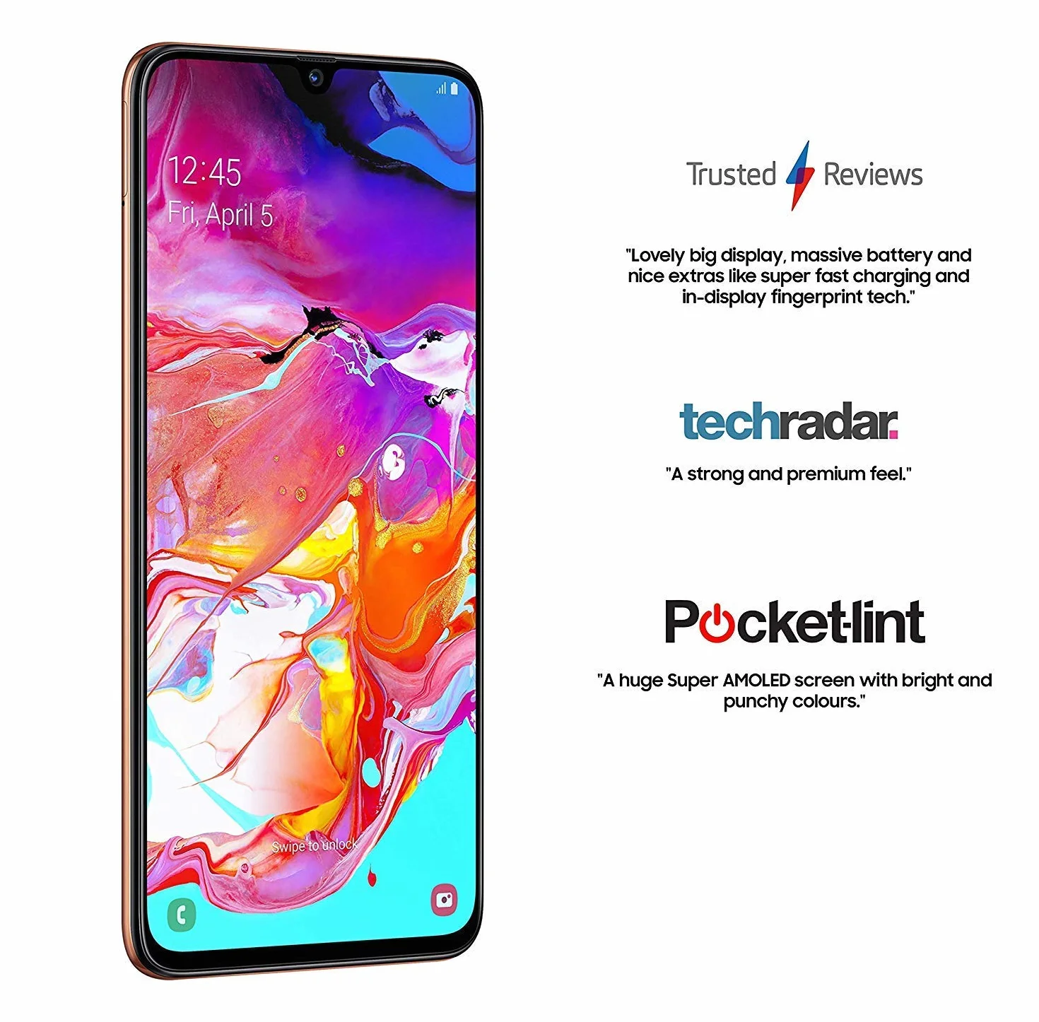 Samsung Galaxy A70 Smartphone 6,7 pouces 6 Go RAM 128 Go double SIM noir reconditionné