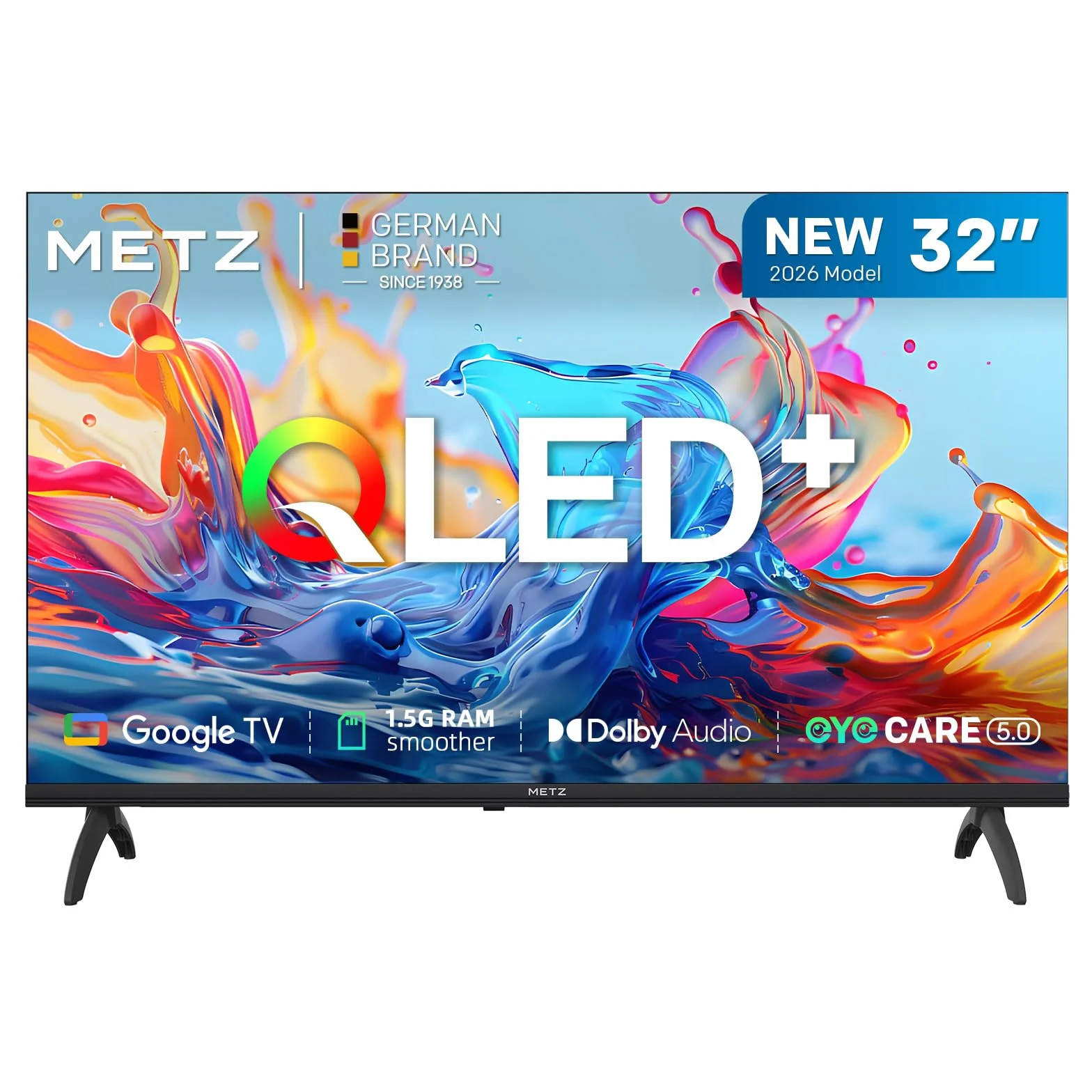 Metz 32 Pouces Smart TV Google LED QLED+ HDR10 Dolby Audio Bluetooth 5.1 DVB-T/T2/C/S/S2 CI+ 1.5GB RAM 32MQH7000Z