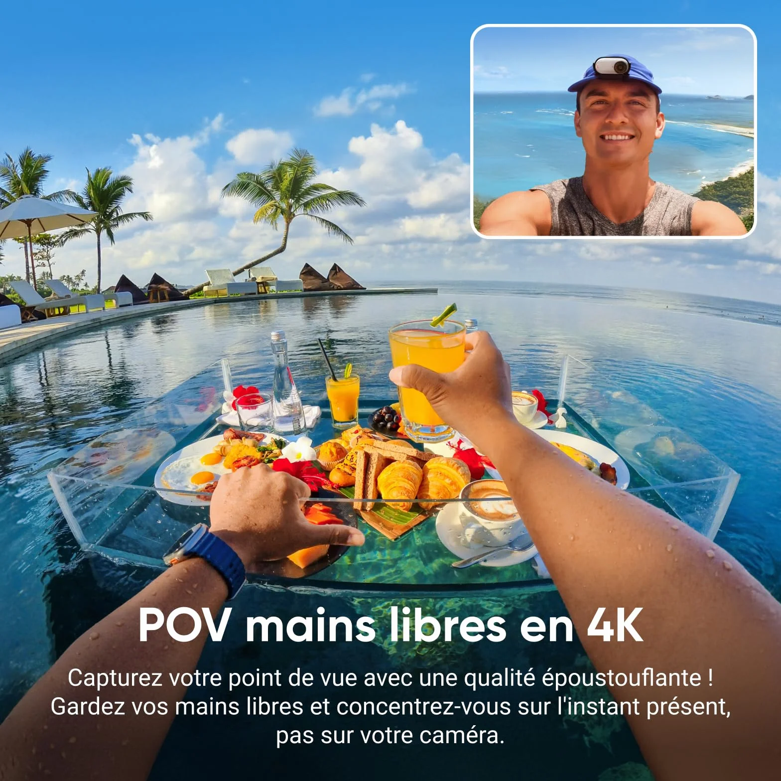 Insta360 GO 3S Noir Minuit 128GB Caméra de Vlog 4K POV Mains Libres Stabilisation 140 Min Autonomie Étanche 10m Édition IA