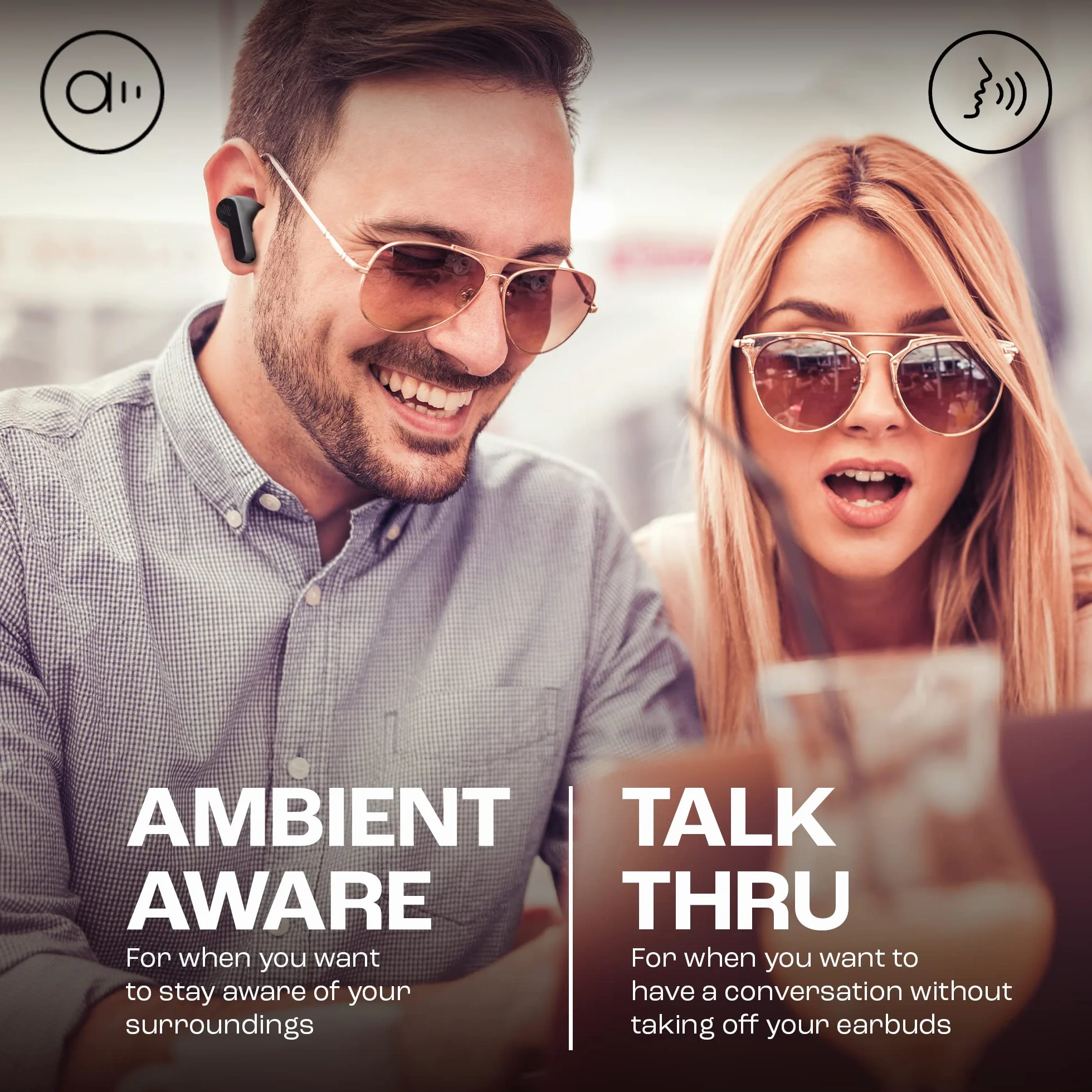 JBL Wave Beam Écouteurs Intra-Auriculaires sans Fil IP54 IPX2 Autonomie 32h Noir