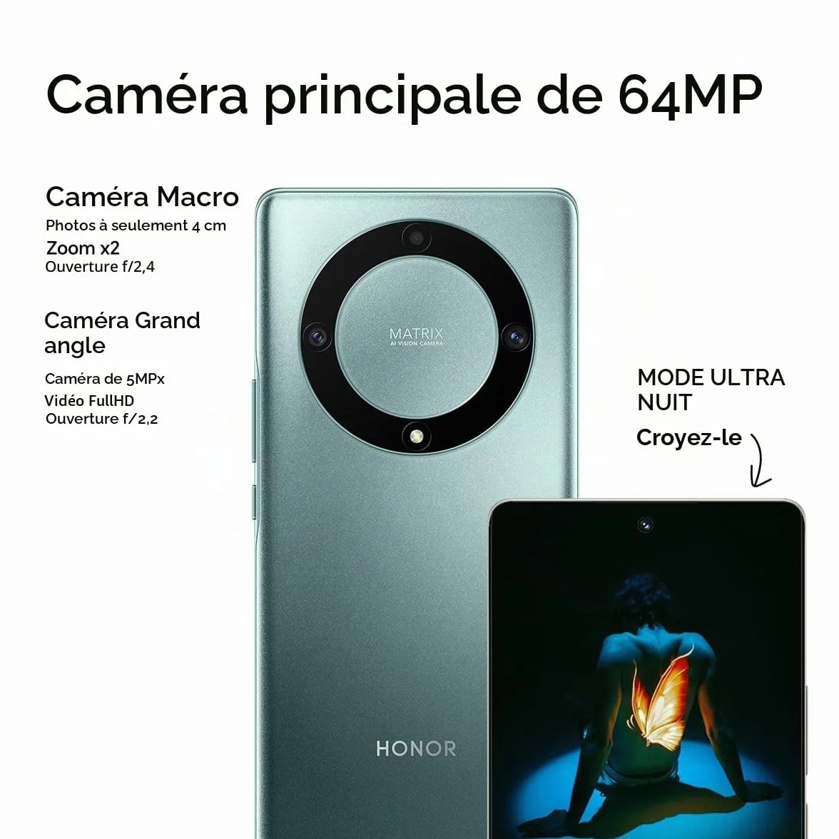 Honor Magic 5 Lite 5G 128 Go 6 Go RAM Dual SIM Midnight Black Noir reconditionné