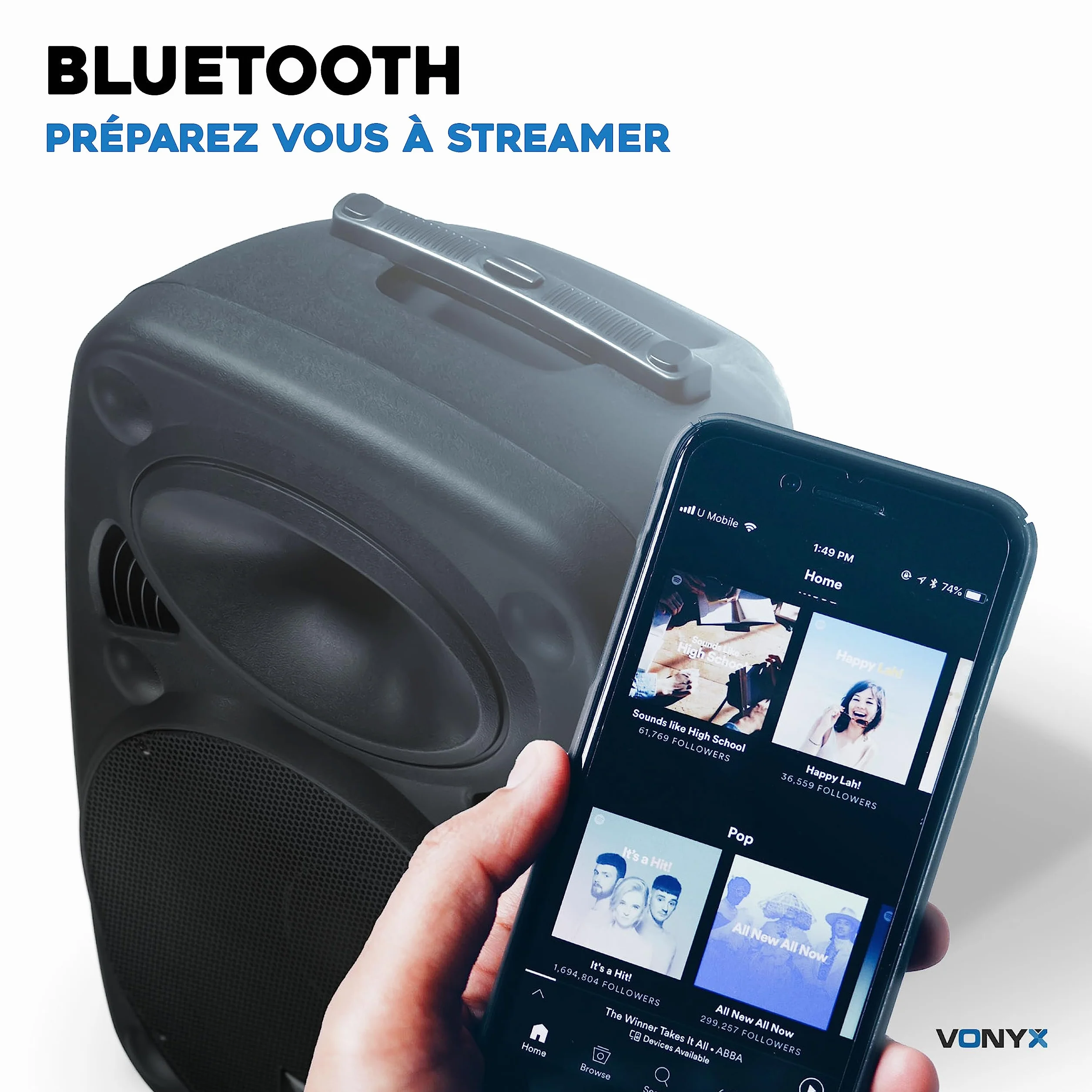 Vonyx Verve46 Enceinte Sono Portable 1000W Bluetooth 2 Micros UHF