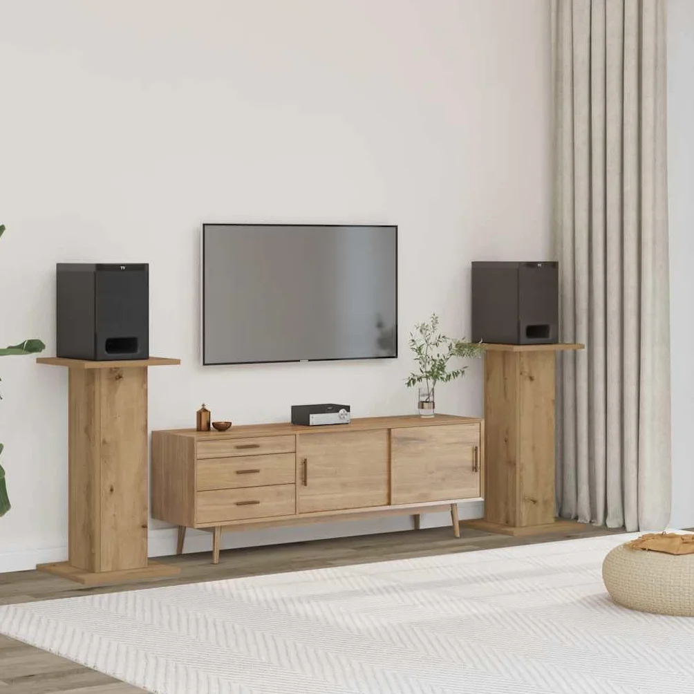 vidaXL Supports de Haut-parleurs 2 pcs Chêne Artisanal Bois ingénierie HiFi