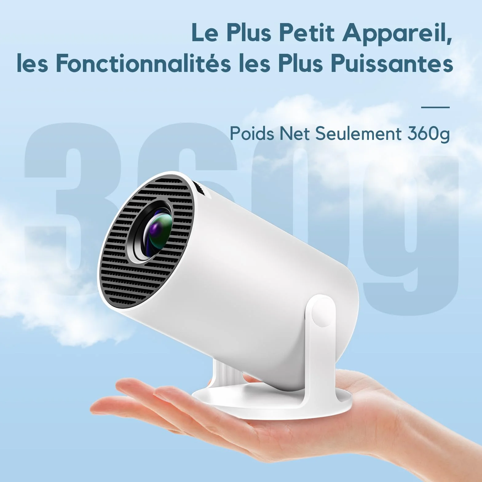 AKIYO O2 Vidéoprojecteur WiFi 6 Bluetooth 5.4 4K 1080P Auto Keystone 180° Rotation
