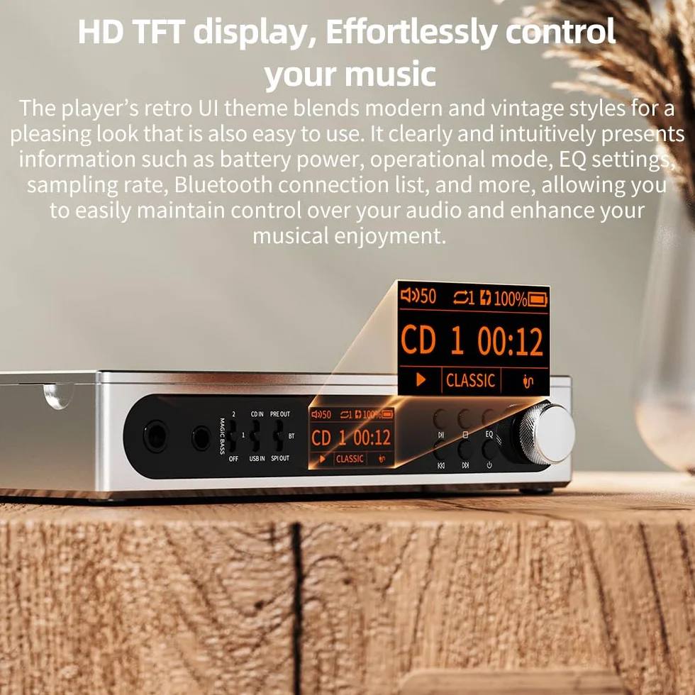 FiiO DM15 Lecteur CD stéréo portable DAC R2R 24 bits 1150 mW Bluetooth aptX Hi-Fi USB/CD