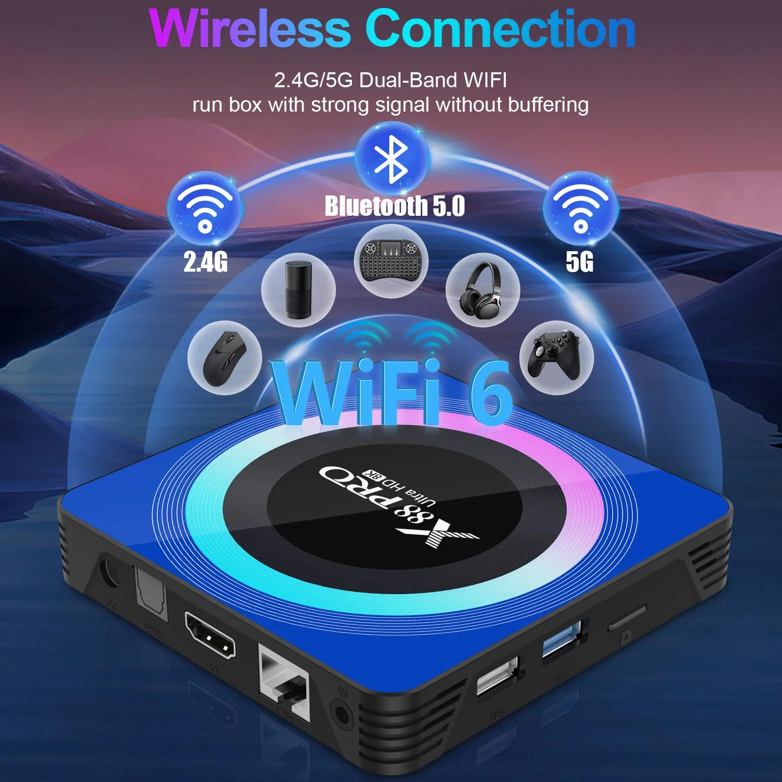 Android 13.0 TV Box 4GB RAM 64GB ROM RK3528 Quad-Core Cortex-A53 WiFi6 BT5.0 8K HD Ethernet