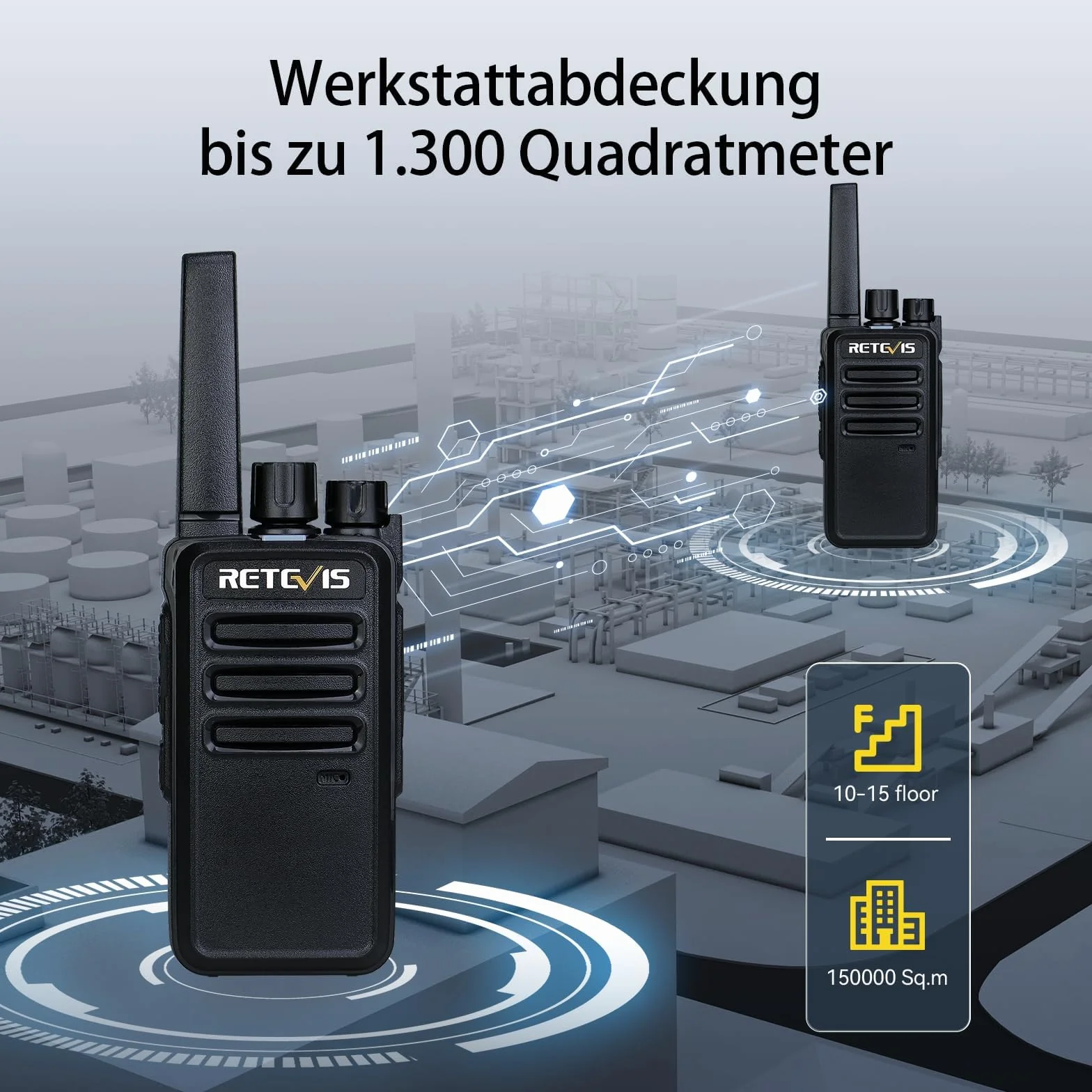 Retevis RT668 Talkie Walkie 1200 mAh VOX 6 Pièces Noir
