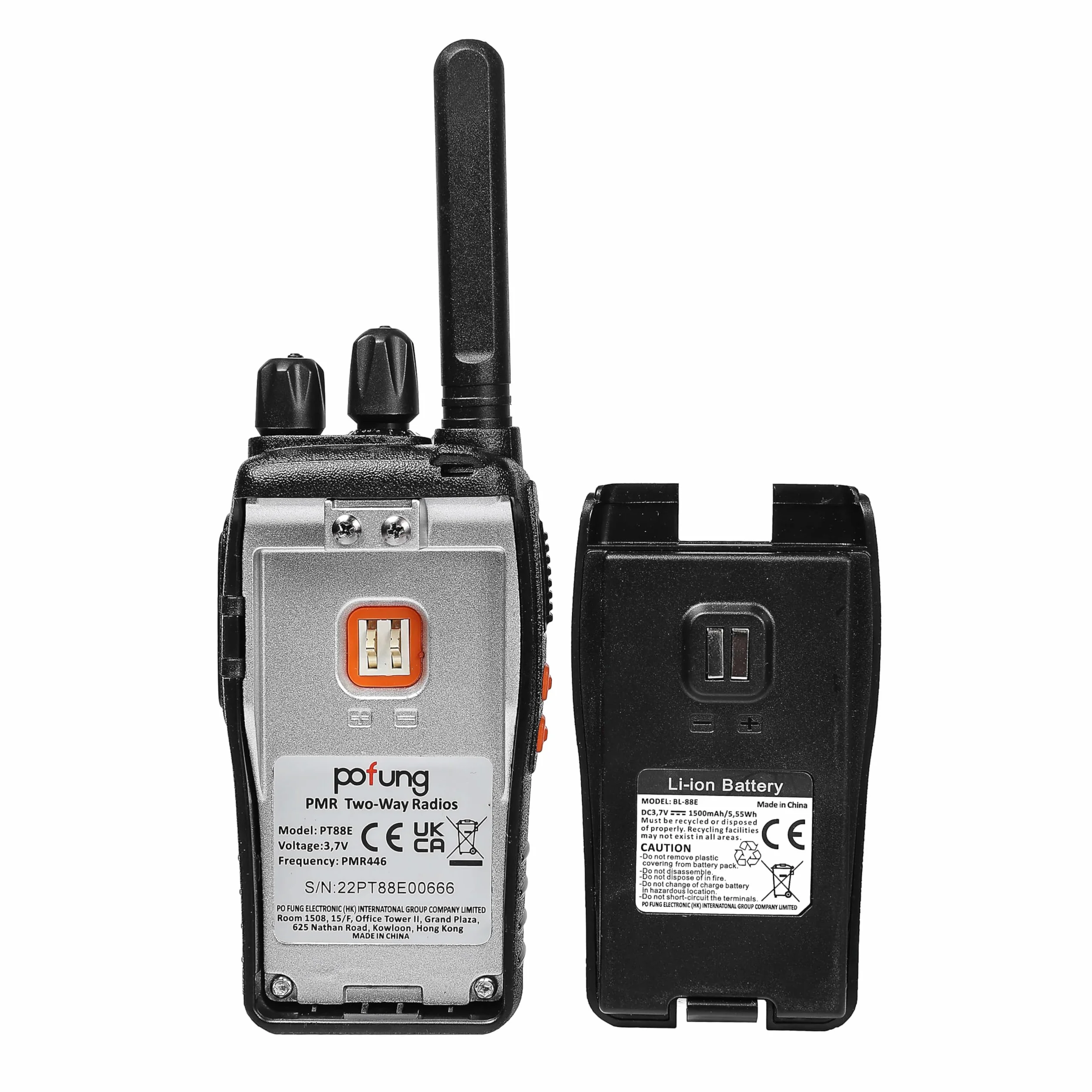 PT88E Talkie Walkie Professionnel PMR446 VOX Longue Portée 6 Pièces Oreillette