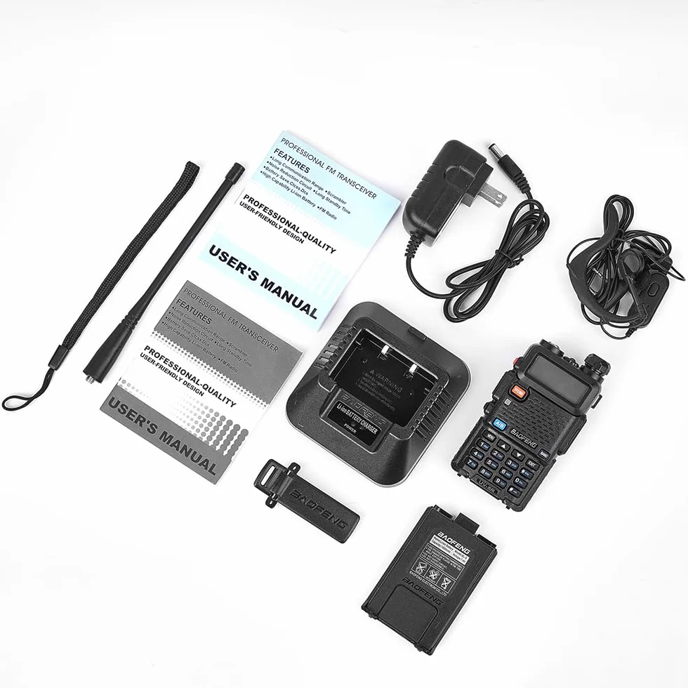 BAOFENG BF UV-5R 8-Watt Dual Band Two-Way Radio VHF UHF Full Kit Black