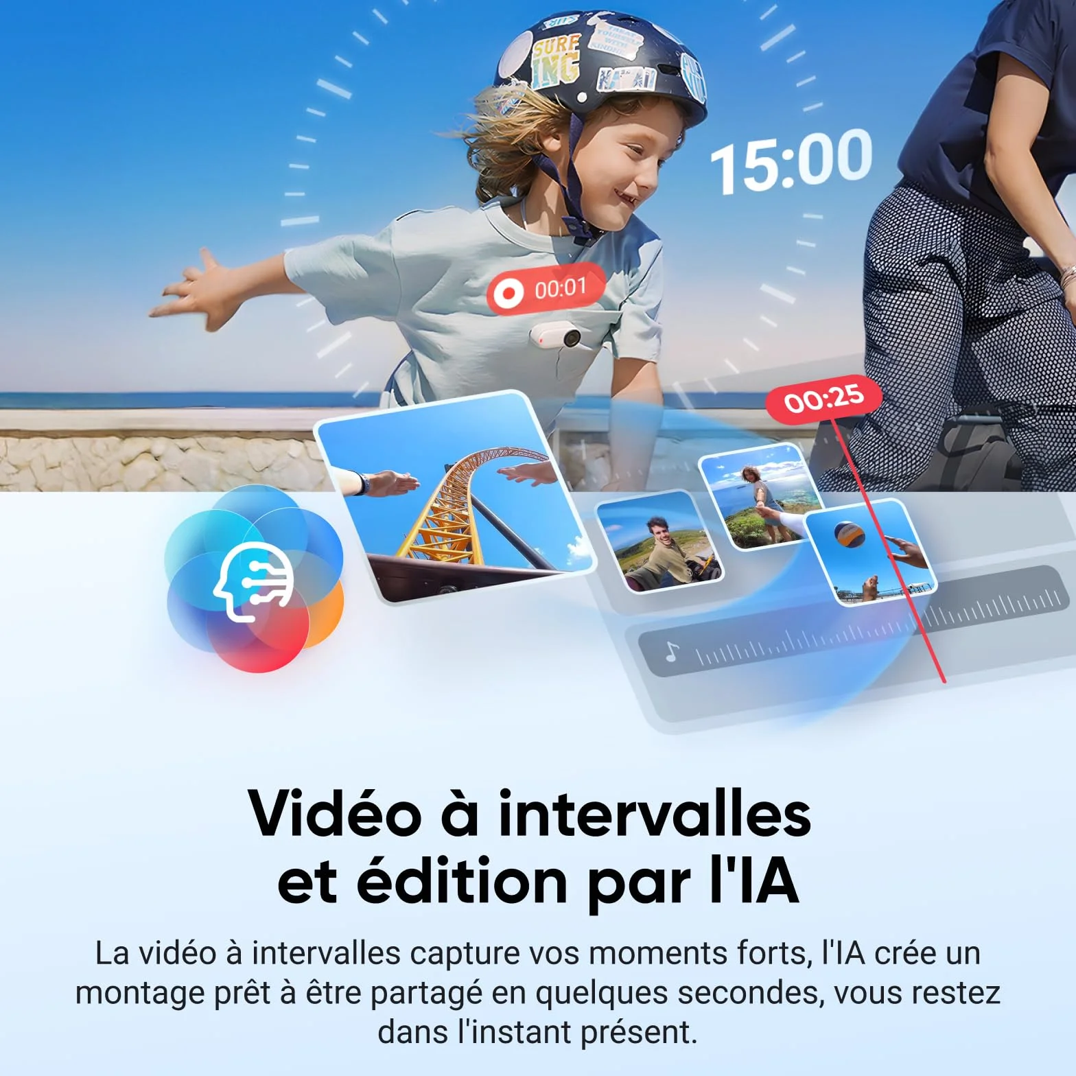 Insta360 GO 3S Noir Minuit 128GB Caméra de Vlog 4K POV Mains Libres Stabilisation 140 Min Autonomie Étanche 10m Édition IA