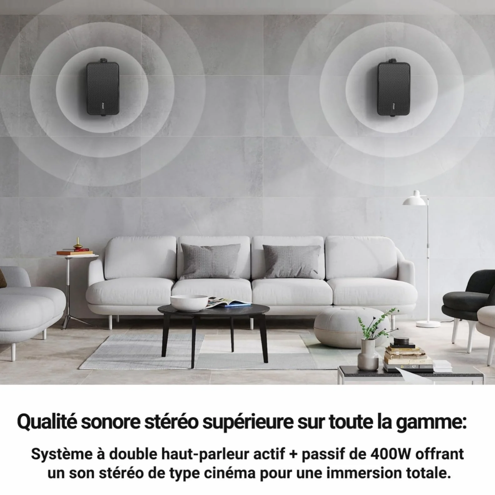 Inwa Enceintes Bluetooth Extérieures 400W Haut-Parleur Murale Active Passive Système Stéréo sans Fil Étanche Lot de 2