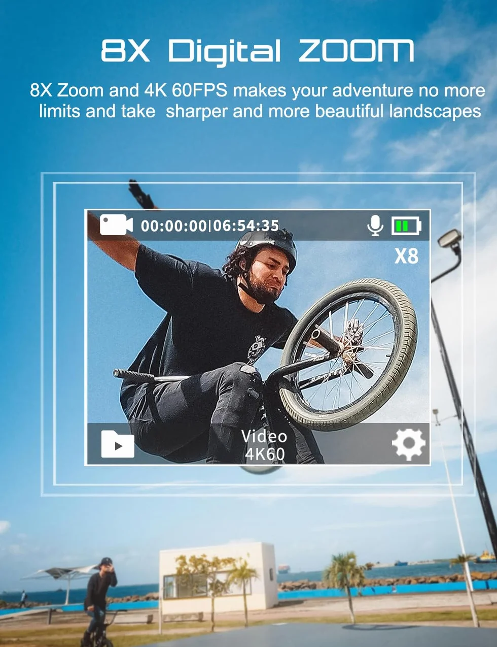 Apexcam Caméra Sport 4K 60FPS 64MP Étanche 40M Action Cam WiFi avec Micro SD 64GB Écran Tactile Stabilisateur EIS M80