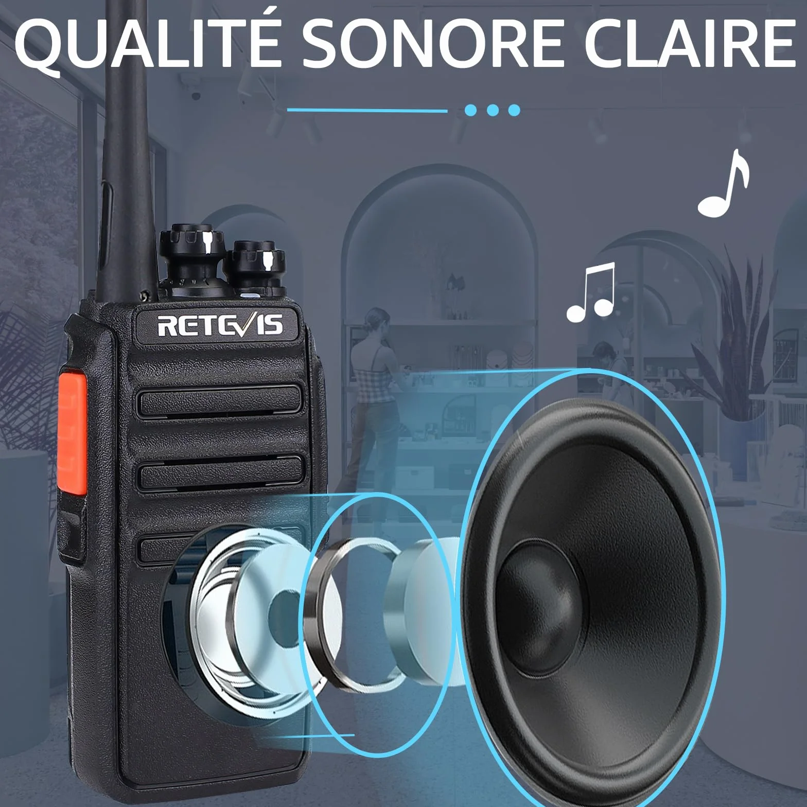 Retevis RT24 Plus Talkie Walkie PMR446 Radio Portable Rechargeable Noir 1 Paire