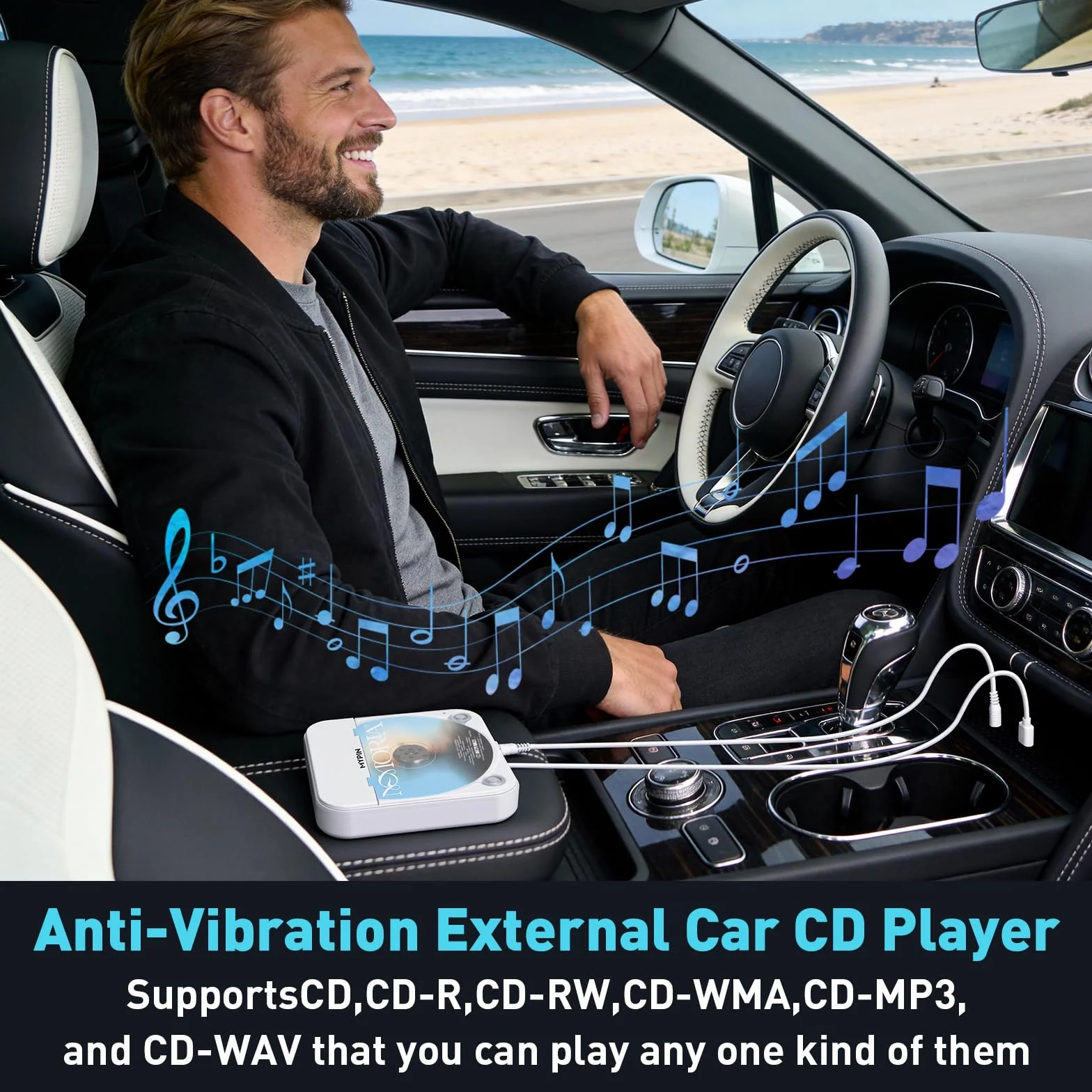 Lecteur CD Portable USB AUX Externe Compatible Autoradio Ordinateur Téléviseur Universel CD CD-MP3