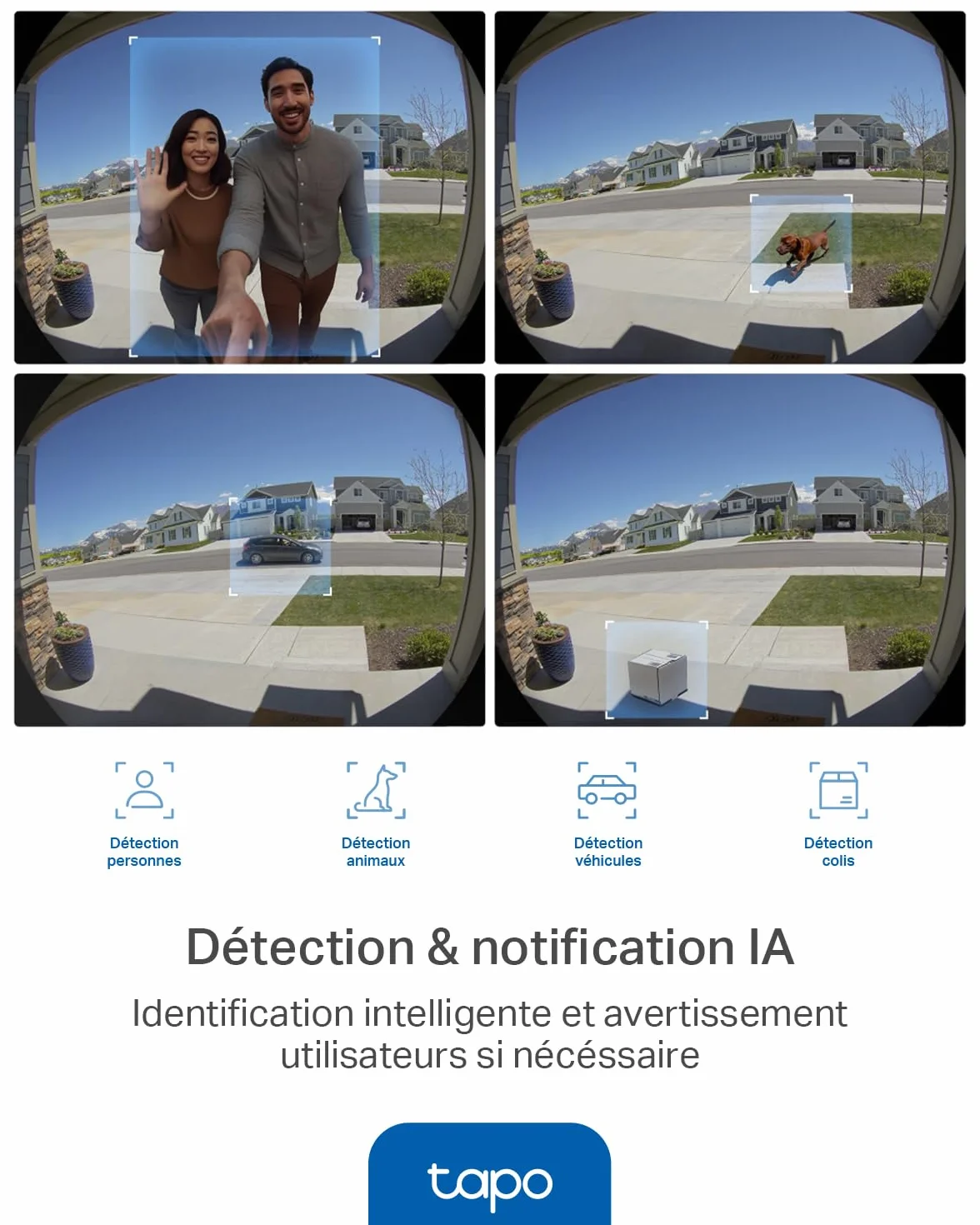 Tapo D235 Sonnette sans Fil avec Caméra 2K+ 5MP IP66 Étanche 180° Vision Ultra-Large Vision Nocturne Couleur Audio Bidirectionnel Détection AI